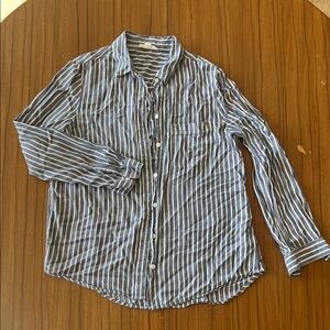 Blue and White Striped Women’s Button Down Shirt